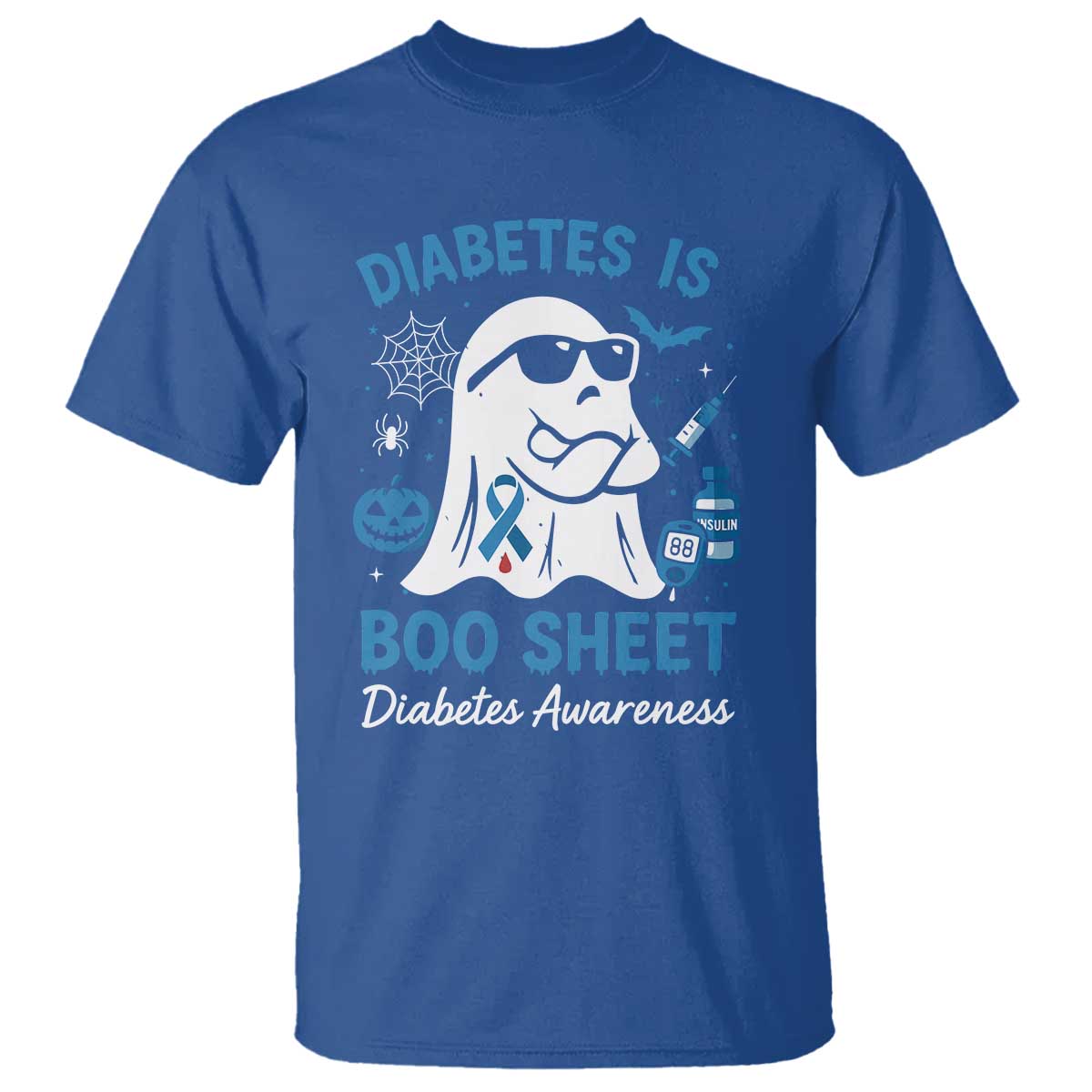Diabetes is Boo Sheet T Shirt Funny Halloween Ghost Diabetes Type 1 2 Awareness - Wonder Print Shop