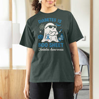Diabetes is Boo Sheet T Shirt For Women Funny Halloween Ghost Diabetes Type 1 2 Awareness - Wonder Print Shop
