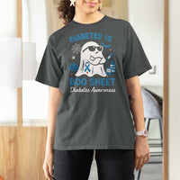 Diabetes is Boo Sheet T Shirt For Women Funny Halloween Ghost Diabetes Type 1 2 Awareness - Wonder Print Shop