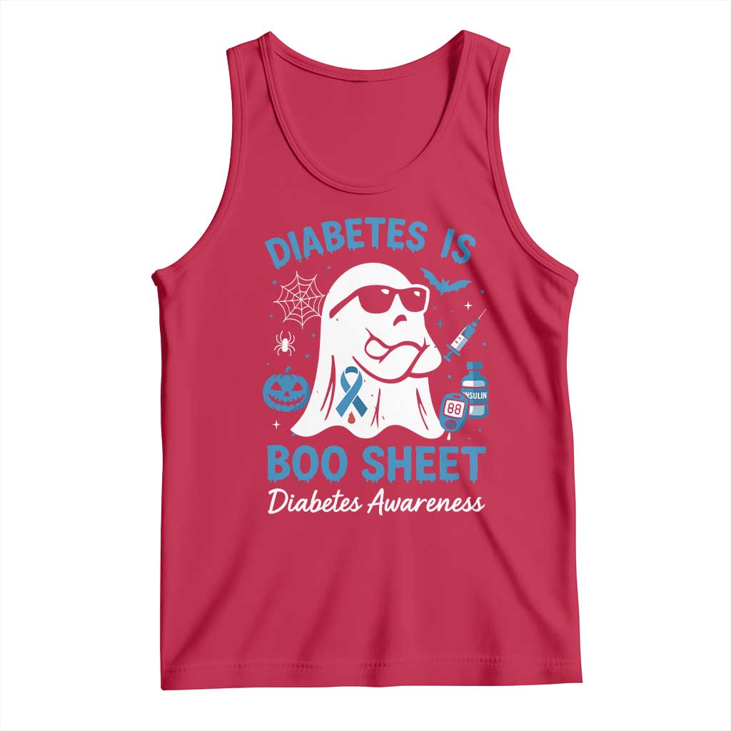 Diabetes is Boo Sheet Tank Top Funny Halloween Ghost Diabetes Type 1 2 Awareness - Wonder Print Shop