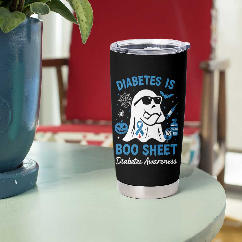 Diabetes is Boo Sheet Tumbler Cup Funny Halloween Ghost Diabetes Type 1 2 Awareness - Wonder Print Shop