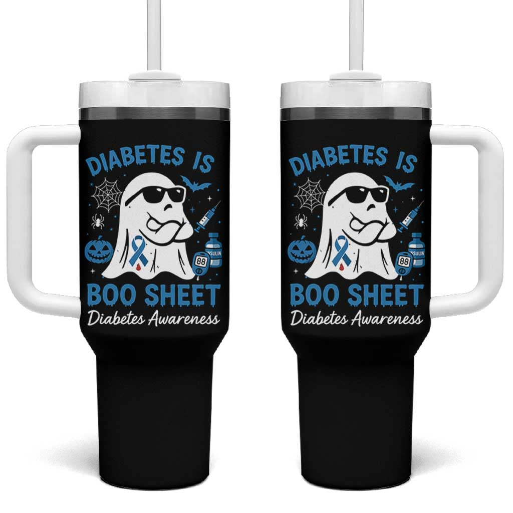 Diabetes is Boo Sheet Tumbler With Handle Funny Halloween Ghost Diabetes Type 1 2 Awareness - Wonder Print Shop
