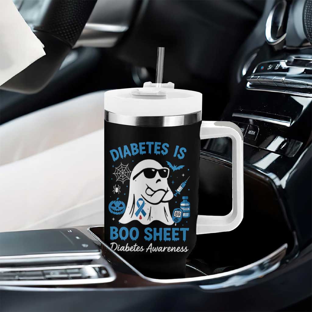 Diabetes is Boo Sheet Tumbler With Handle Funny Halloween Ghost Diabetes Type 1 2 Awareness - Wonder Print Shop