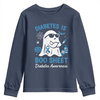 Diabetes is Boo Sheet Youth Sweatshirt Funny Halloween Ghost Diabetes Type 1 2 Awareness - Wonder Print Shop