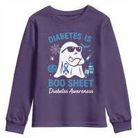 Diabetes is Boo Sheet Youth Sweatshirt Funny Halloween Ghost Diabetes Type 1 2 Awareness - Wonder Print Shop
