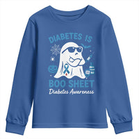Diabetes is Boo Sheet Youth Sweatshirt Funny Halloween Ghost Diabetes Type 1 2 Awareness - Wonder Print Shop