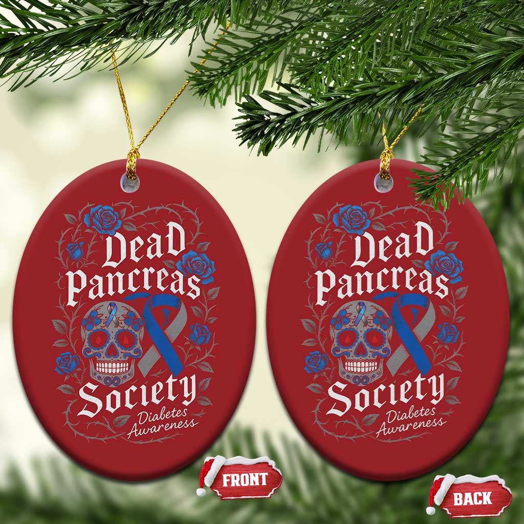 Funny Diabetes Type 1 Awareness Christmas Ornament Dead Pancreas Society Sugar Skull - Wonder Print Shop