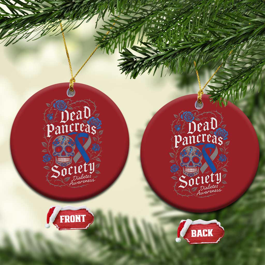 Funny Diabetes Type 1 Awareness Christmas Ornament Dead Pancreas Society Sugar Skull - Wonder Print Shop