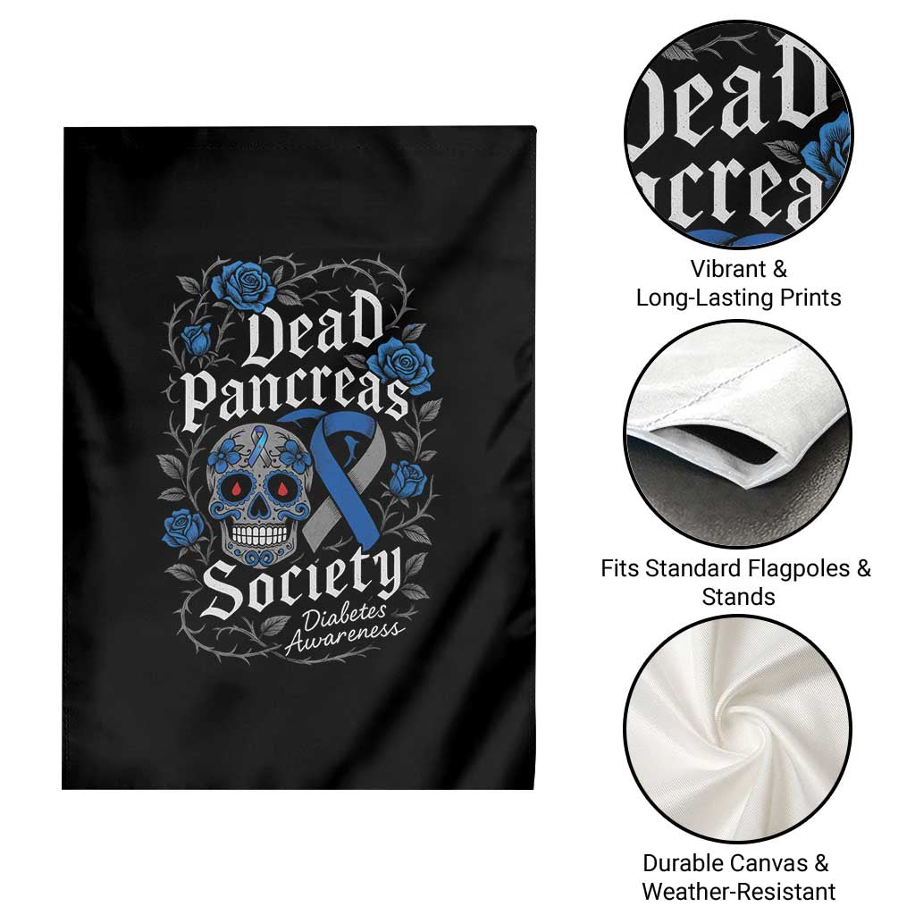 Funny Diabetes Type 1 Awareness Garden Flag Dead Pancreas Society Sugar Skull - Wonder Print Shop