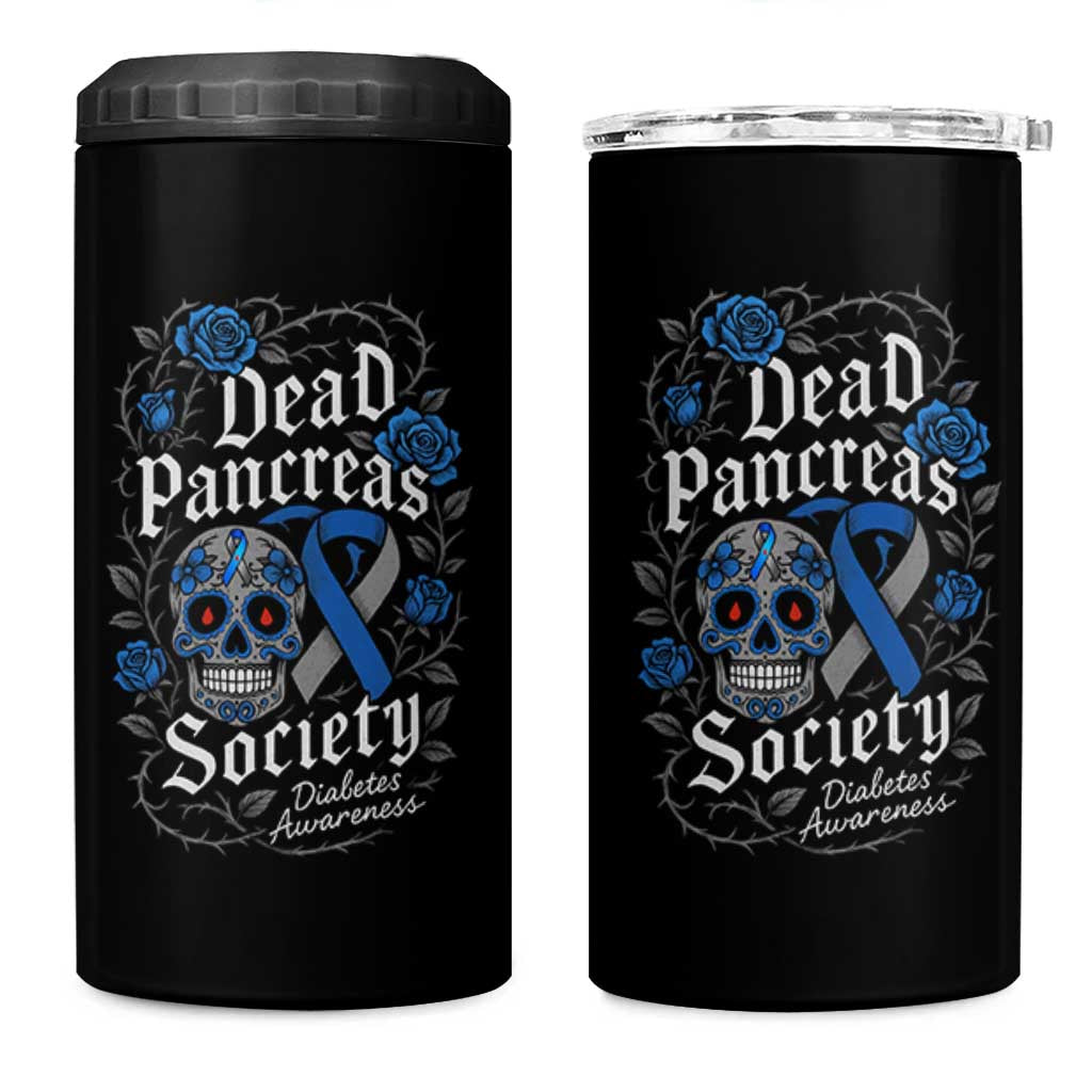 Funny Diabetes Type 1 Awareness 4 in 1 Can Cooler Tumbler Dead Pancreas Society Sugar Skull - Wonder Print Shop