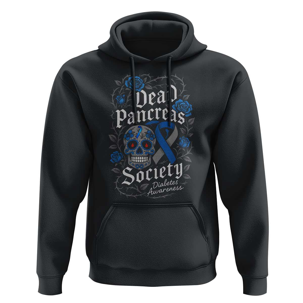 Funny Diabetes Type 1 Awareness Hoodie Dead Pancreas Society Sugar Skull - Wonder Print Shop