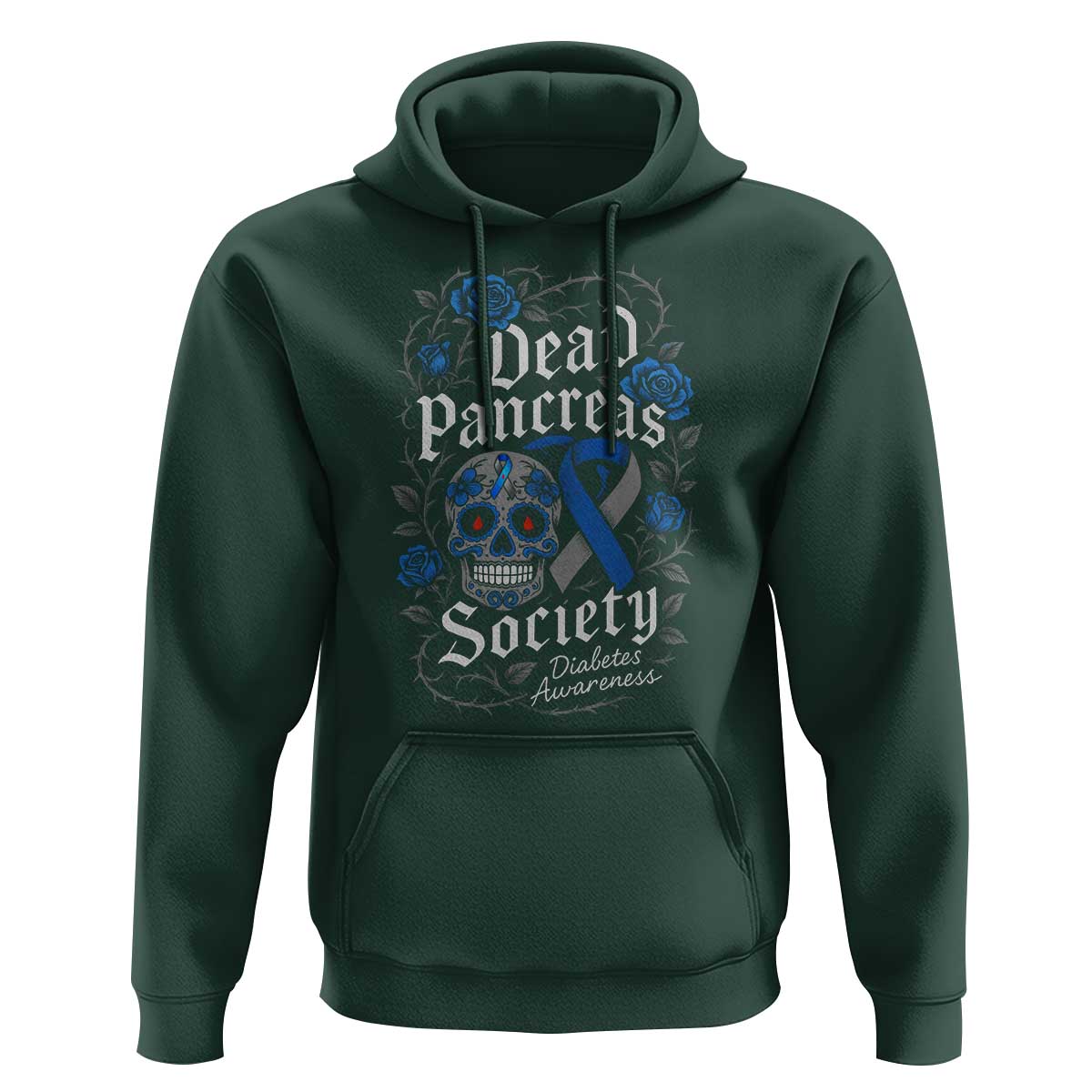 Funny Diabetes Type 1 Awareness Hoodie Dead Pancreas Society Sugar Skull - Wonder Print Shop