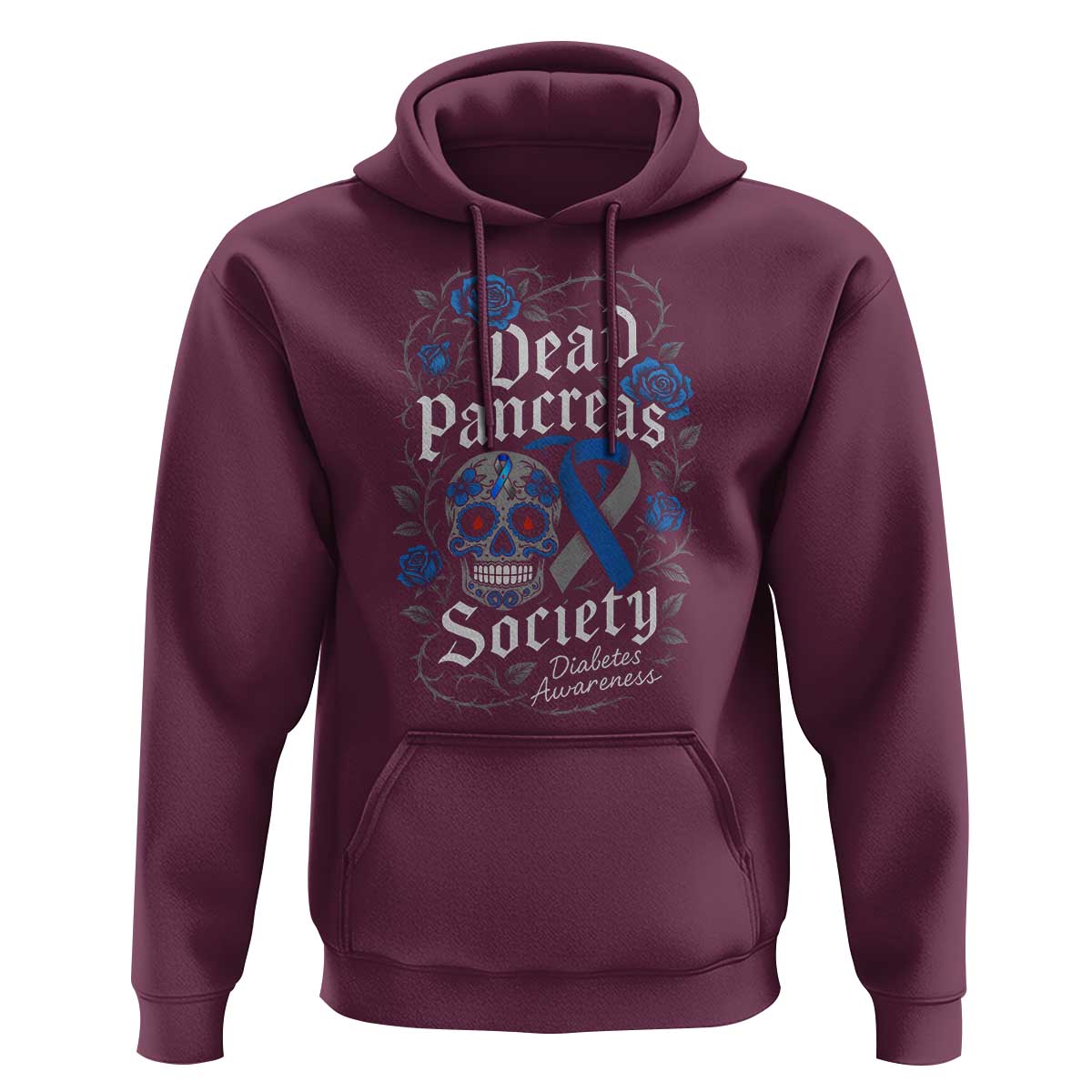 Funny Diabetes Type 1 Awareness Hoodie Dead Pancreas Society Sugar Skull - Wonder Print Shop