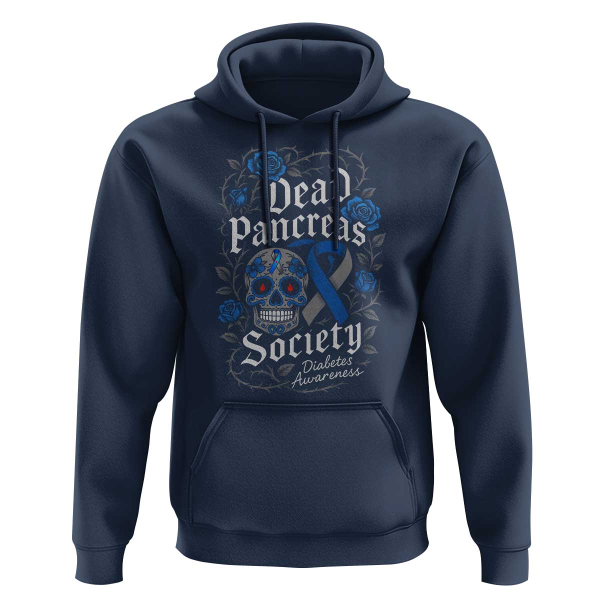 Funny Diabetes Type 1 Awareness Hoodie Dead Pancreas Society Sugar Skull - Wonder Print Shop