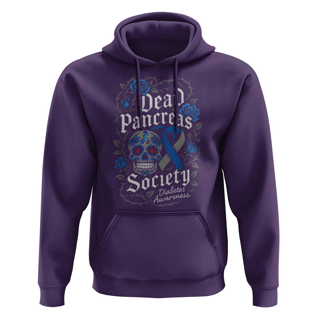 Funny Diabetes Type 1 Awareness Hoodie Dead Pancreas Society Sugar Skull - Wonder Print Shop
