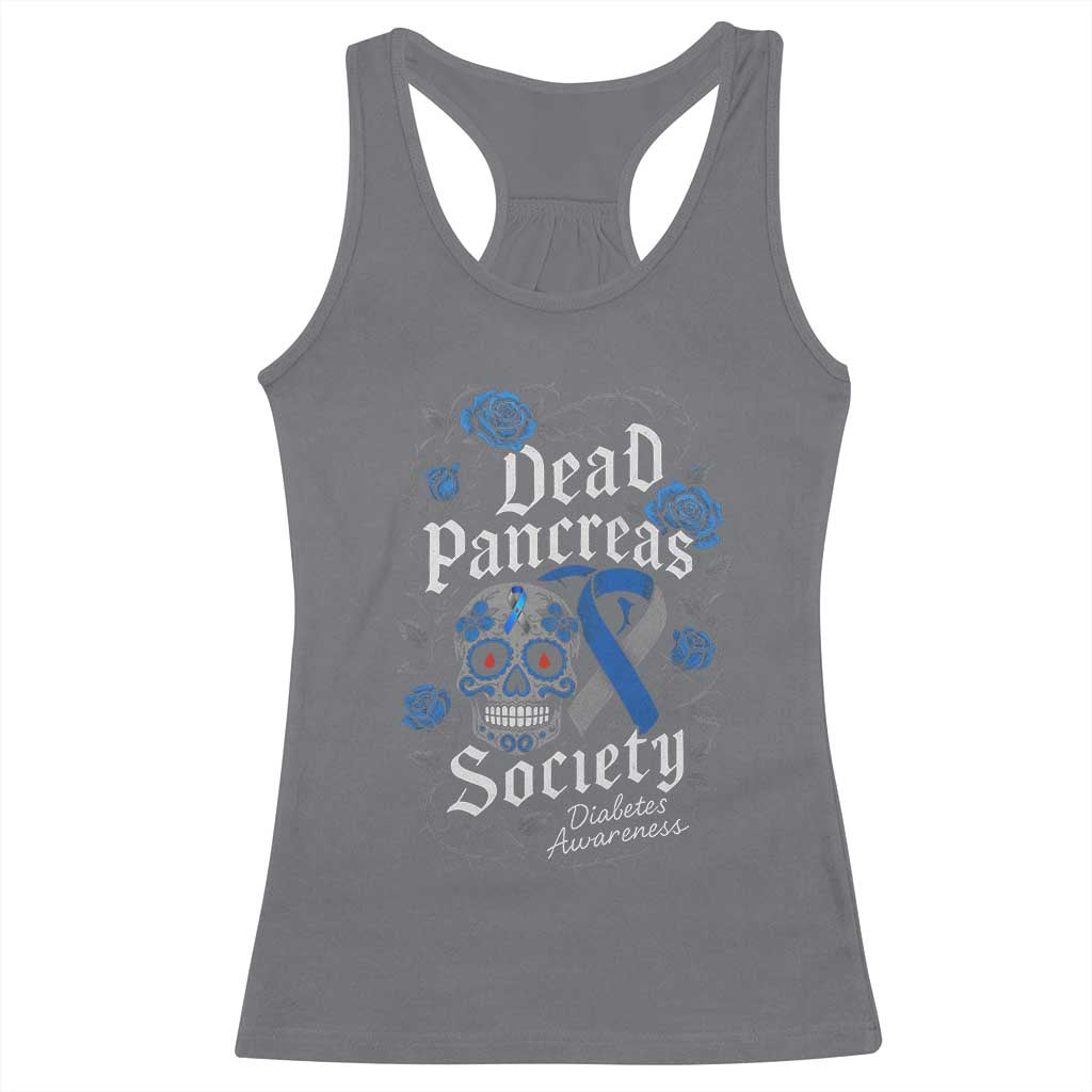 Funny Diabetes Type 1 Awareness Racerback Tank Top Dead Pancreas Society Sugar Skull - Wonder Print Shop