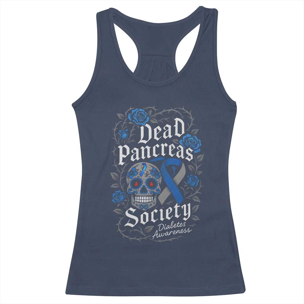 Funny Diabetes Type 1 Awareness Racerback Tank Top Dead Pancreas Society Sugar Skull - Wonder Print Shop