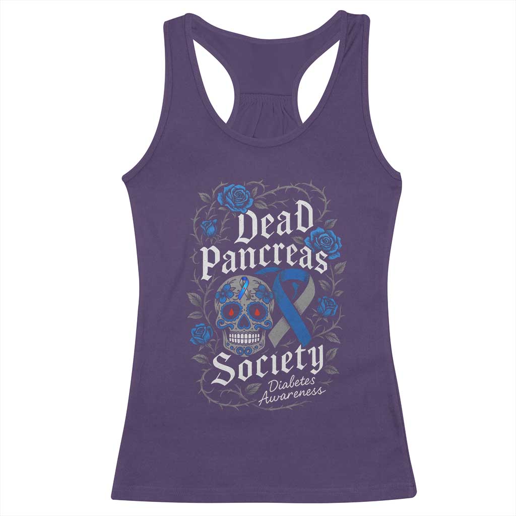 Funny Diabetes Type 1 Awareness Racerback Tank Top Dead Pancreas Society Sugar Skull - Wonder Print Shop
