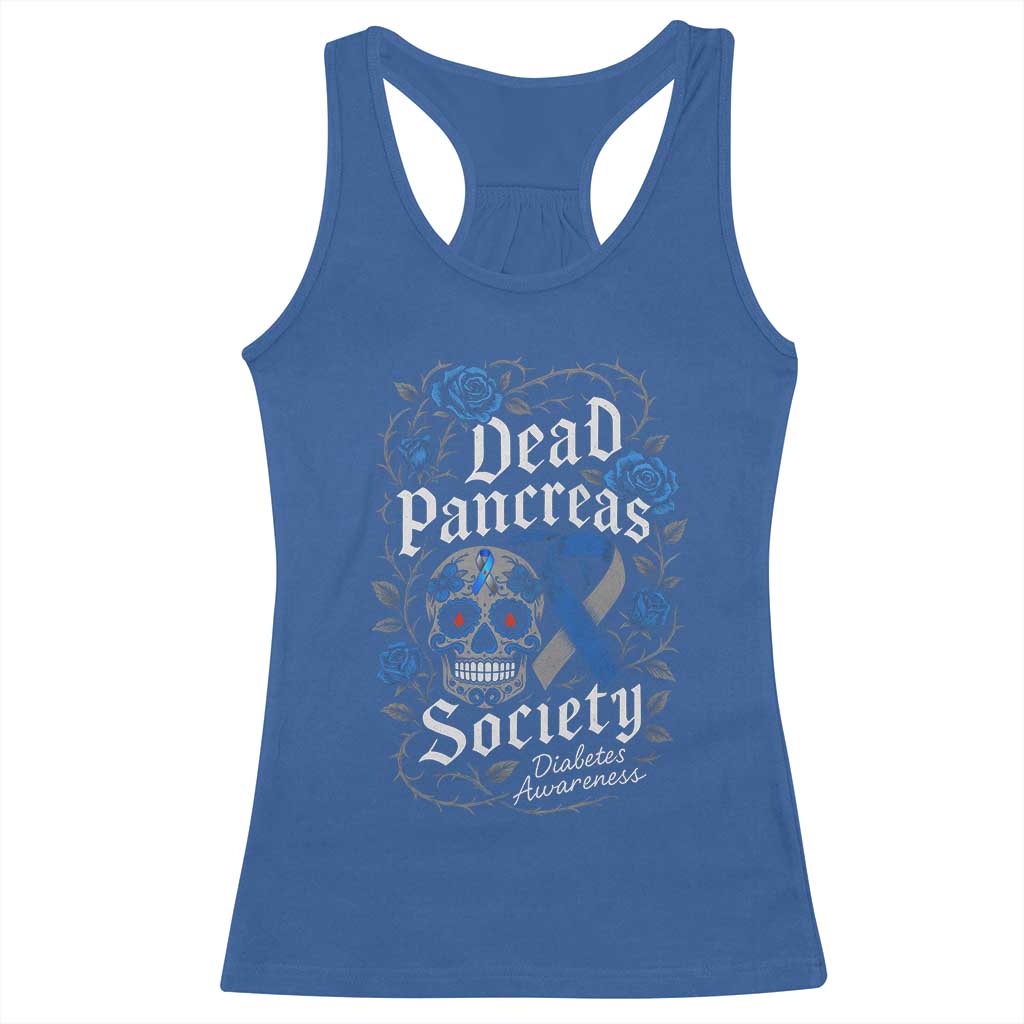 Funny Diabetes Type 1 Awareness Racerback Tank Top Dead Pancreas Society Sugar Skull - Wonder Print Shop