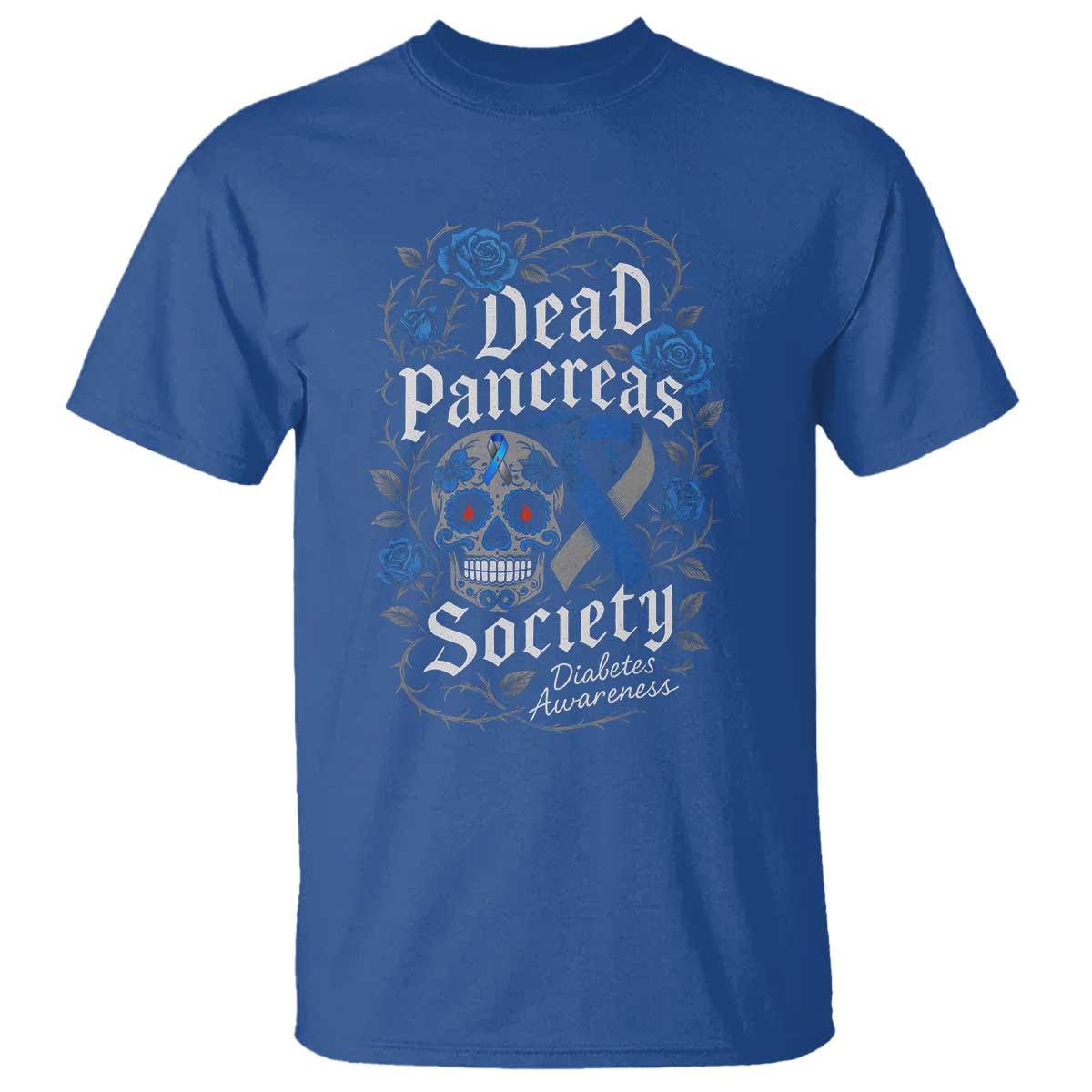 Funny Diabetes Type 1 Awareness T Shirt Dead Pancreas Society Sugar Skull - Wonder Print Shop