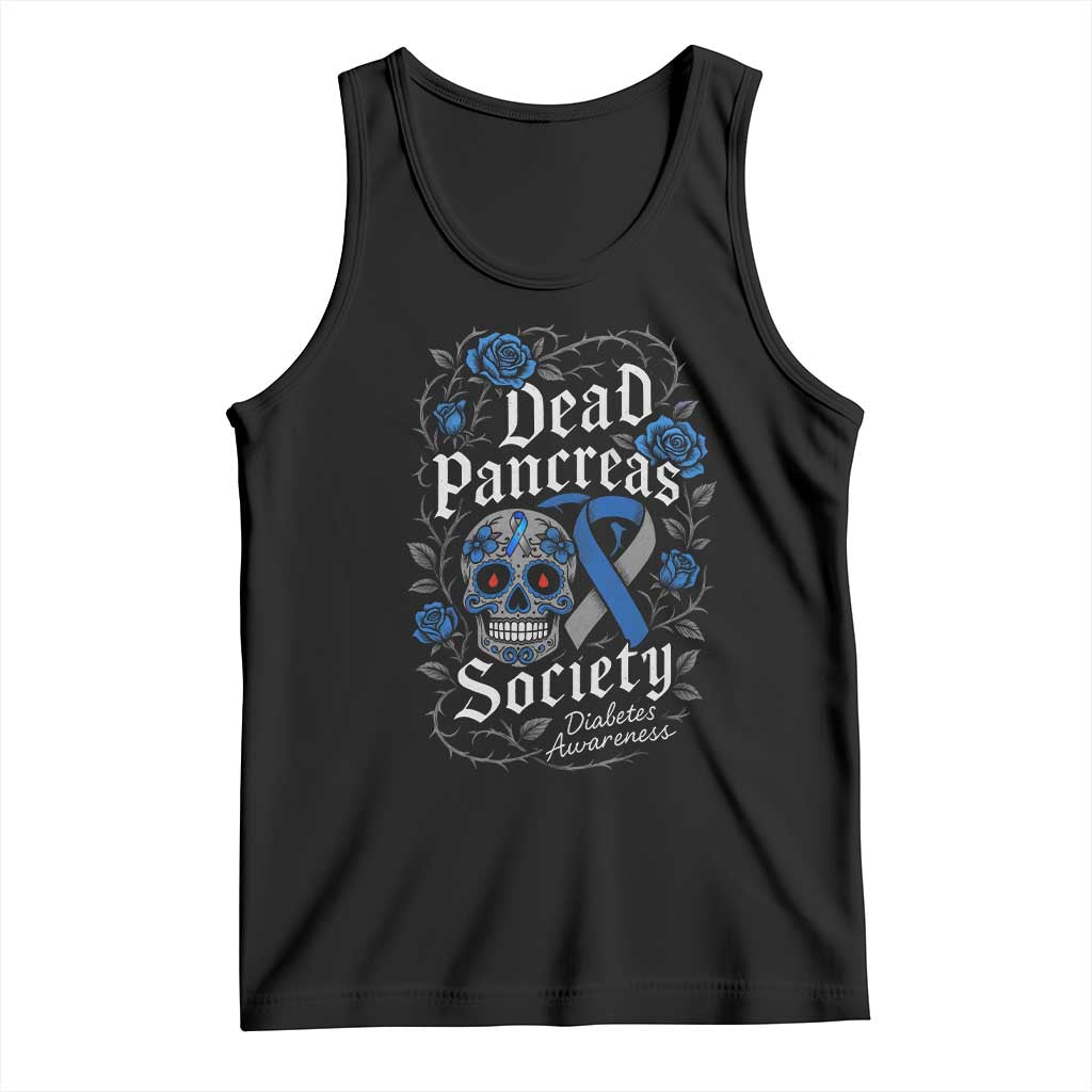 Funny Diabetes Type 1 Awareness Tank Top Dead Pancreas Society Sugar Skull - Wonder Print Shop