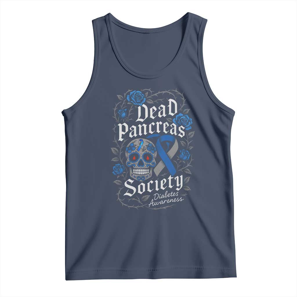 Funny Diabetes Type 1 Awareness Tank Top Dead Pancreas Society Sugar Skull - Wonder Print Shop