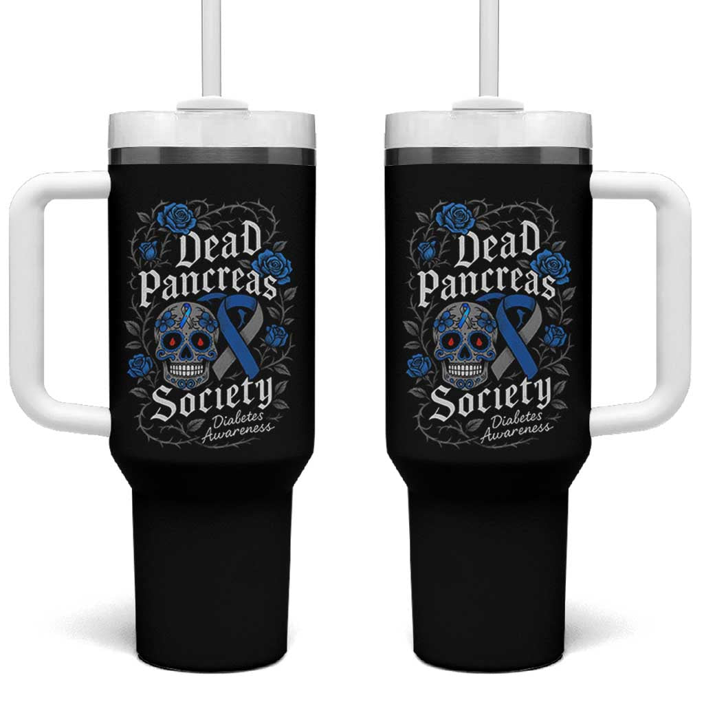 Funny Diabetes Type 1 Awareness Tumbler With Handle Dead Pancreas Society Sugar Skull - Wonder Print Shop