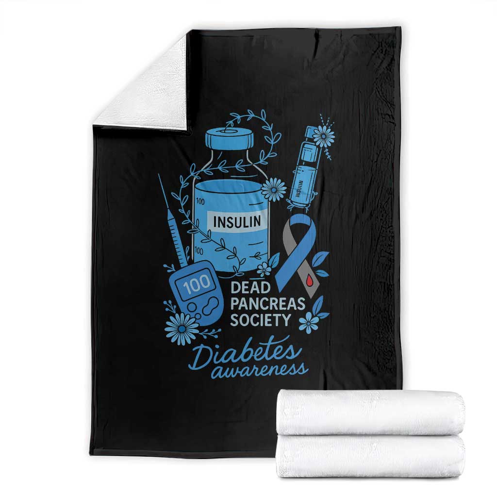 Dead Pancreas Society Throw Blanket Funny Diabetes Awareness Insulin T1D Support - Wonder Print Shop