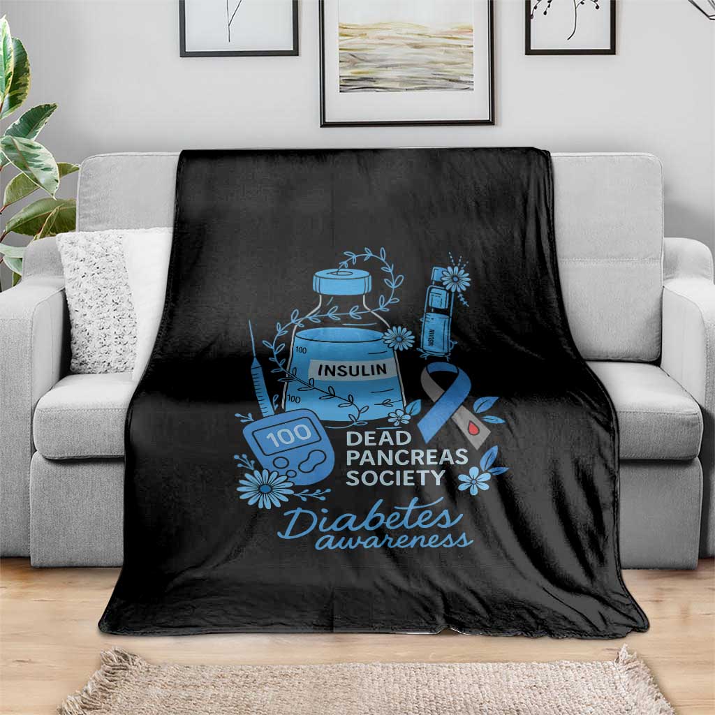 Dead Pancreas Society Throw Blanket Funny Diabetes Awareness Insulin T1D Support - Wonder Print Shop