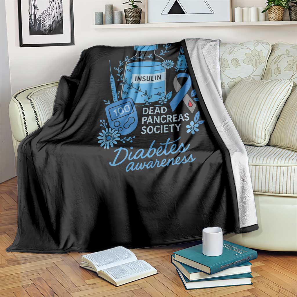 Dead Pancreas Society Throw Blanket Funny Diabetes Awareness Insulin T1D Support - Wonder Print Shop