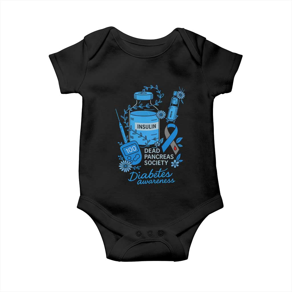 Dead Pancreas Society Baby Onesie Funny Diabetes Awareness Insulin T1D Support - Wonder Print Shop