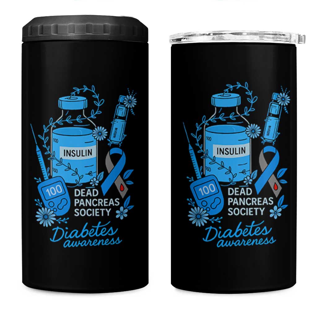 Dead Pancreas Society 4 in 1 Can Cooler Tumbler Funny Diabetes Awareness Insulin T1D Support - Wonder Print Shop