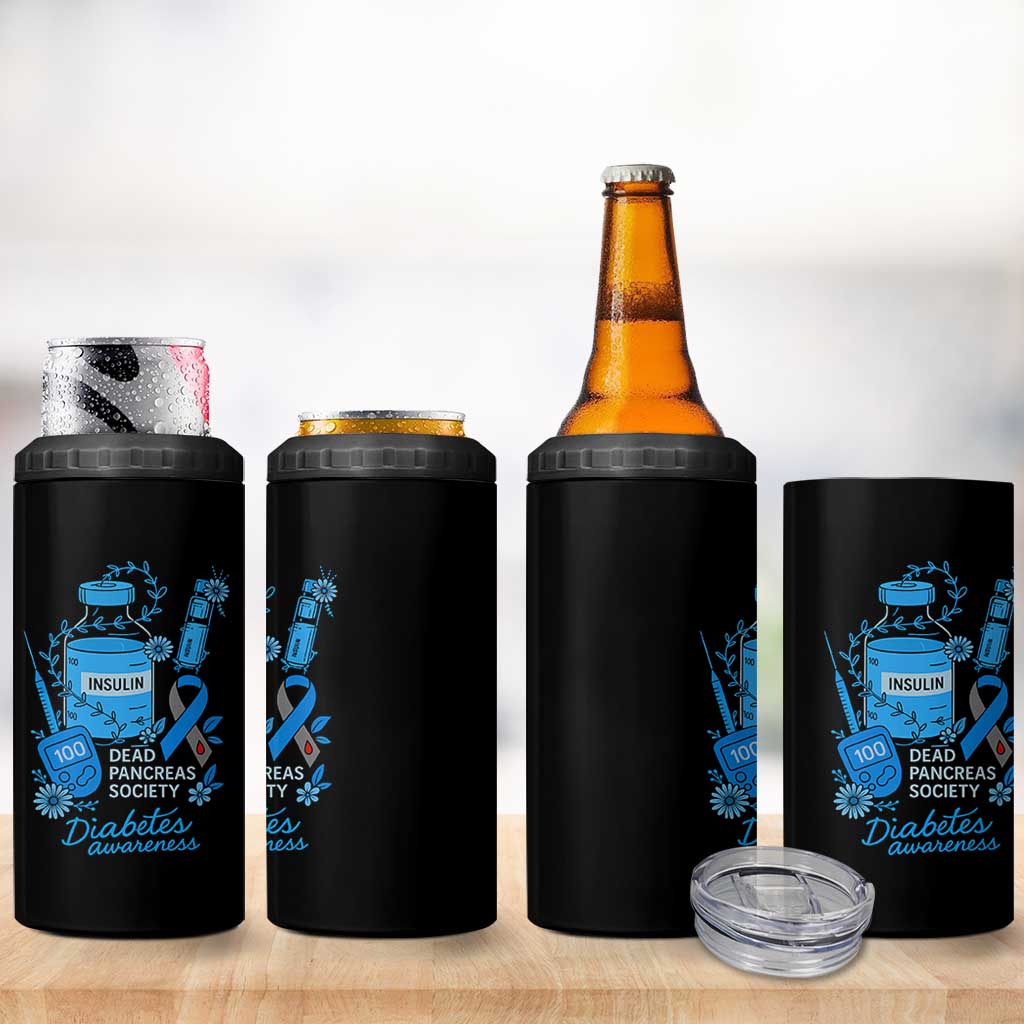 Dead Pancreas Society 4 in 1 Can Cooler Tumbler Funny Diabetes Awareness Insulin T1D Support - Wonder Print Shop