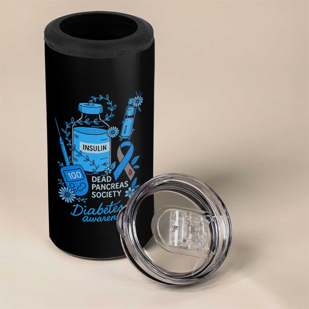 Dead Pancreas Society 4 in 1 Can Cooler Tumbler Funny Diabetes Awareness Insulin T1D Support - Wonder Print Shop