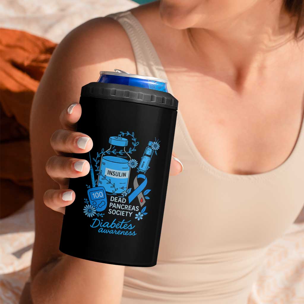 Dead Pancreas Society 4 in 1 Can Cooler Tumbler Funny Diabetes Awareness Insulin T1D Support - Wonder Print Shop