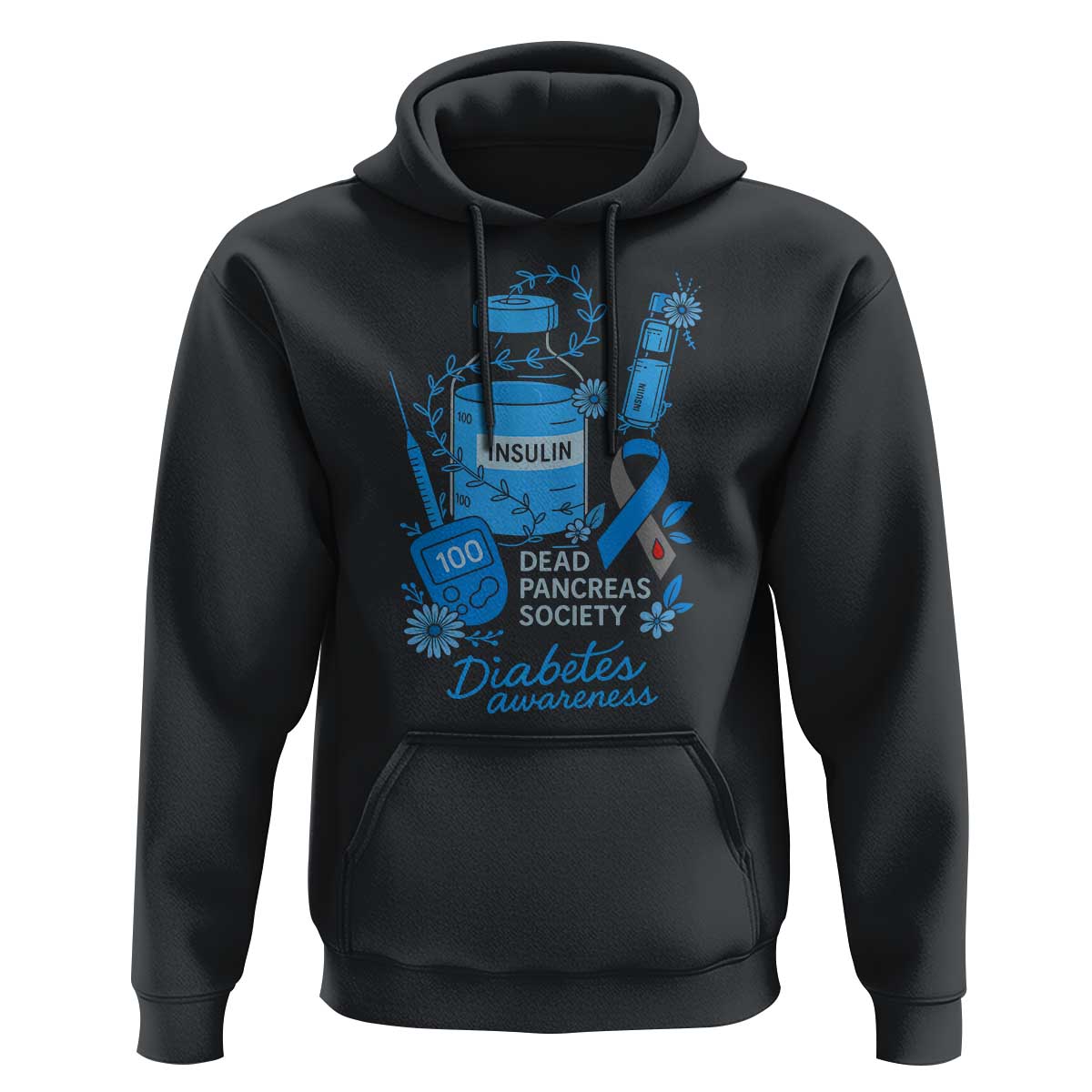 Dead Pancreas Society Hoodie Funny Diabetes Awareness Insulin T1D Support - Wonder Print Shop