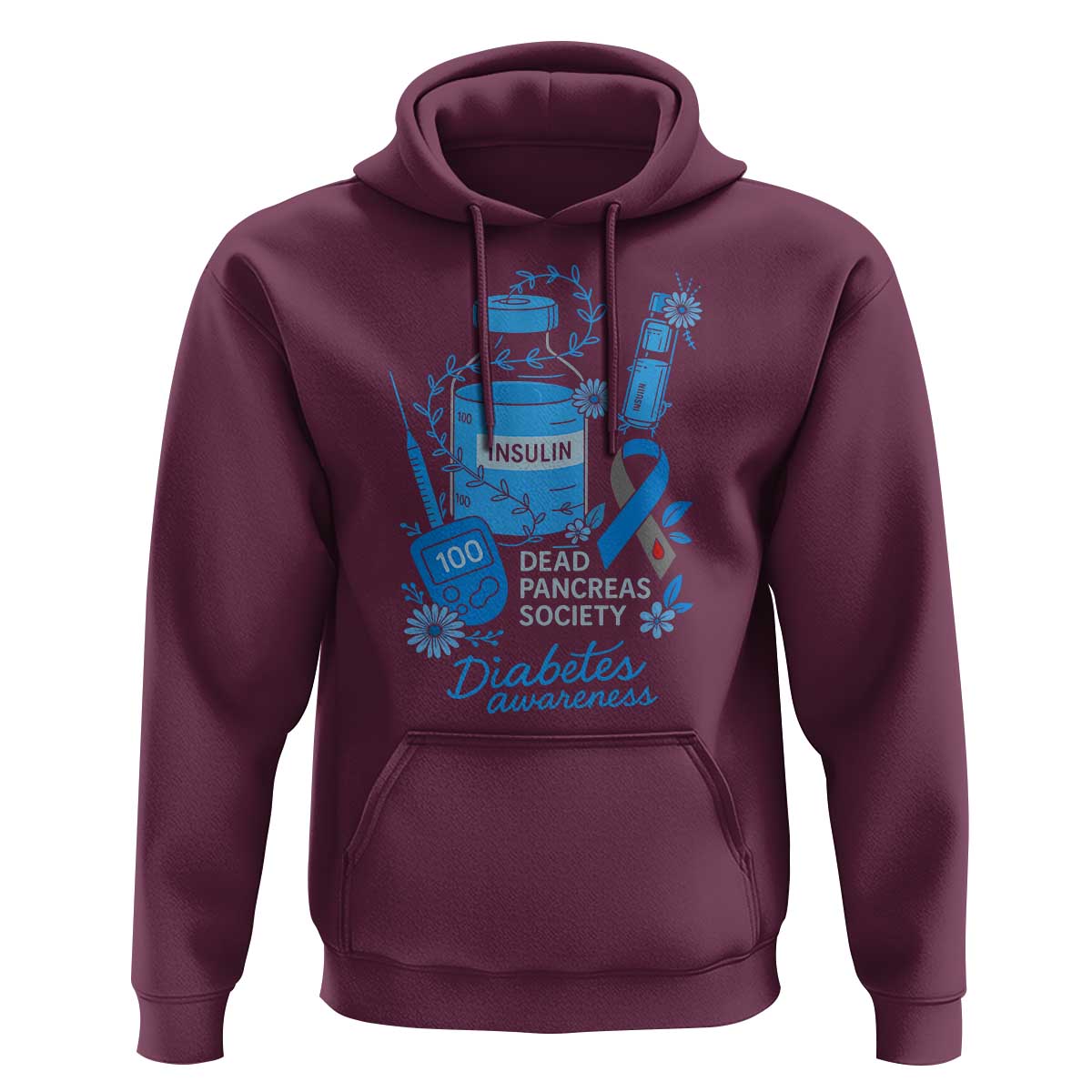 Dead Pancreas Society Hoodie Funny Diabetes Awareness Insulin T1D Support - Wonder Print Shop