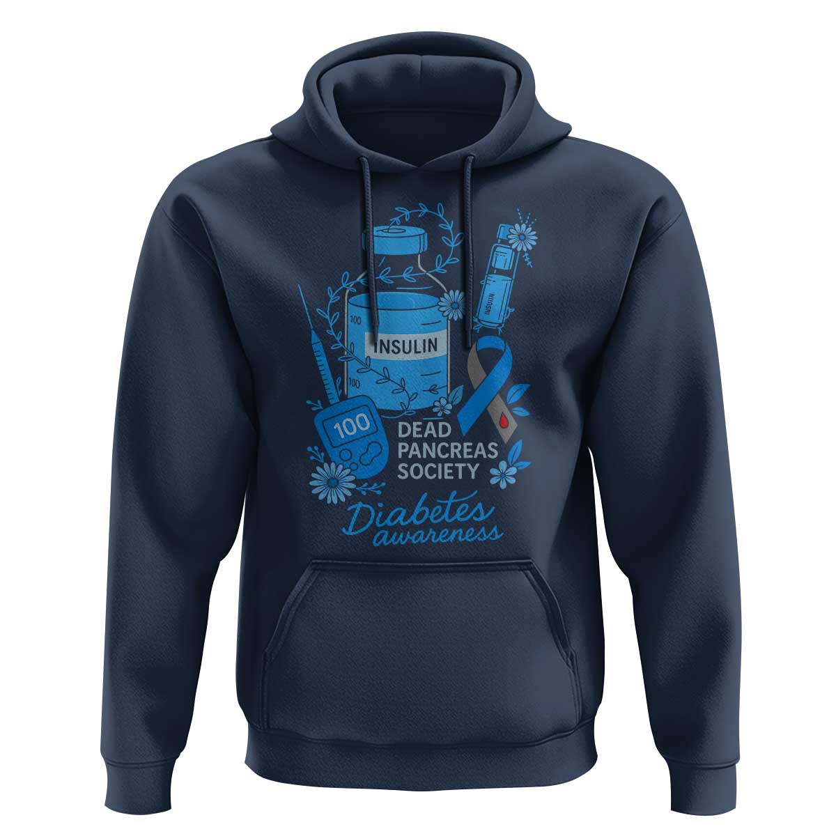 Dead Pancreas Society Hoodie Funny Diabetes Awareness Insulin T1D Support - Wonder Print Shop