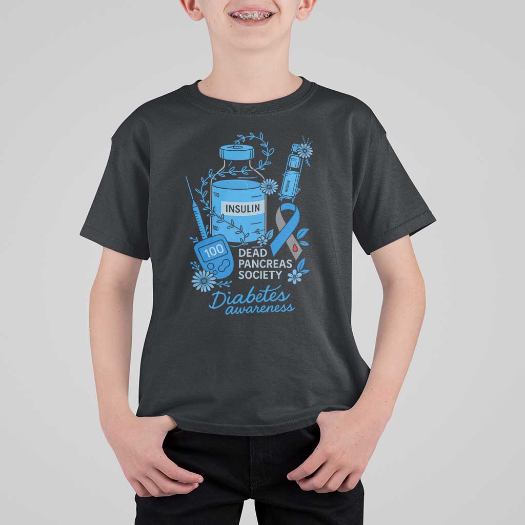 Dead Pancreas Society T Shirt For Kid Funny Diabetes Awareness Insulin T1D Support - Wonder Print Shop