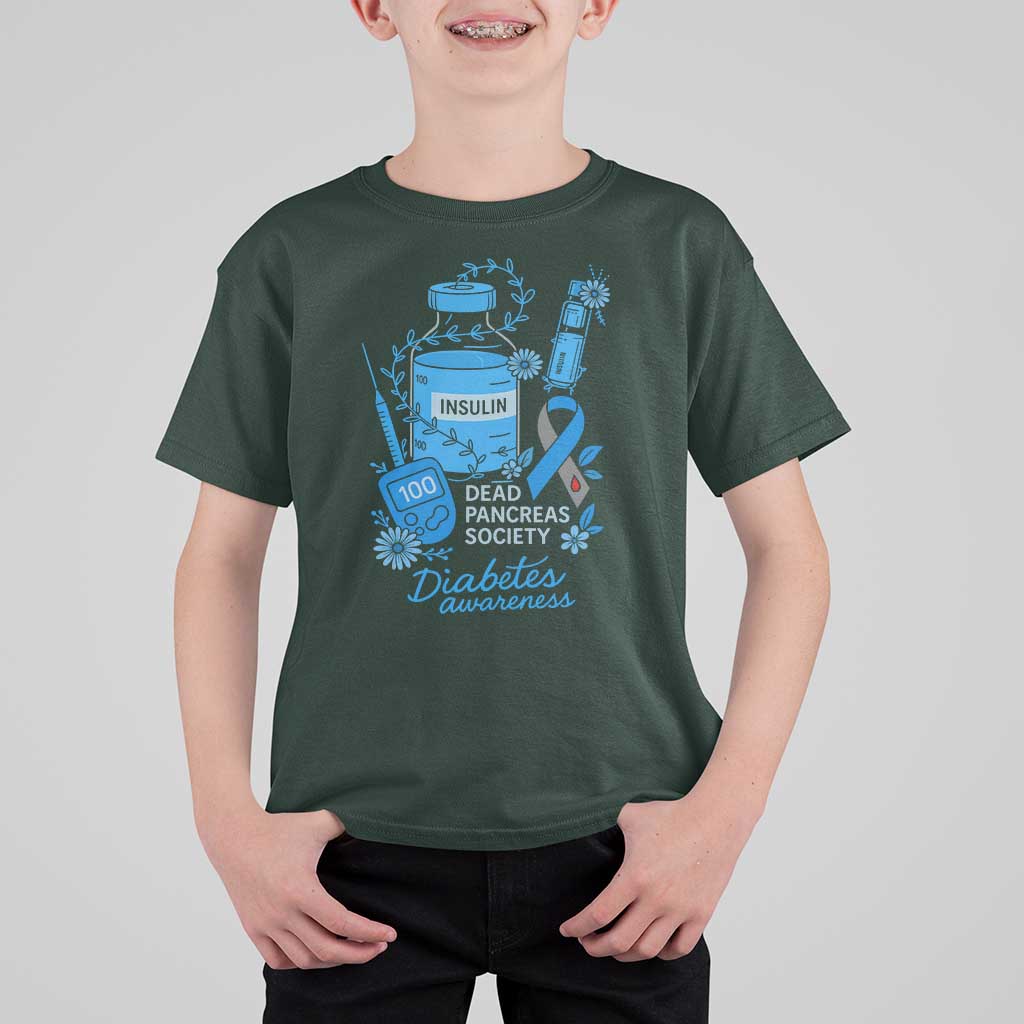 Dead Pancreas Society T Shirt For Kid Funny Diabetes Awareness Insulin T1D Support - Wonder Print Shop