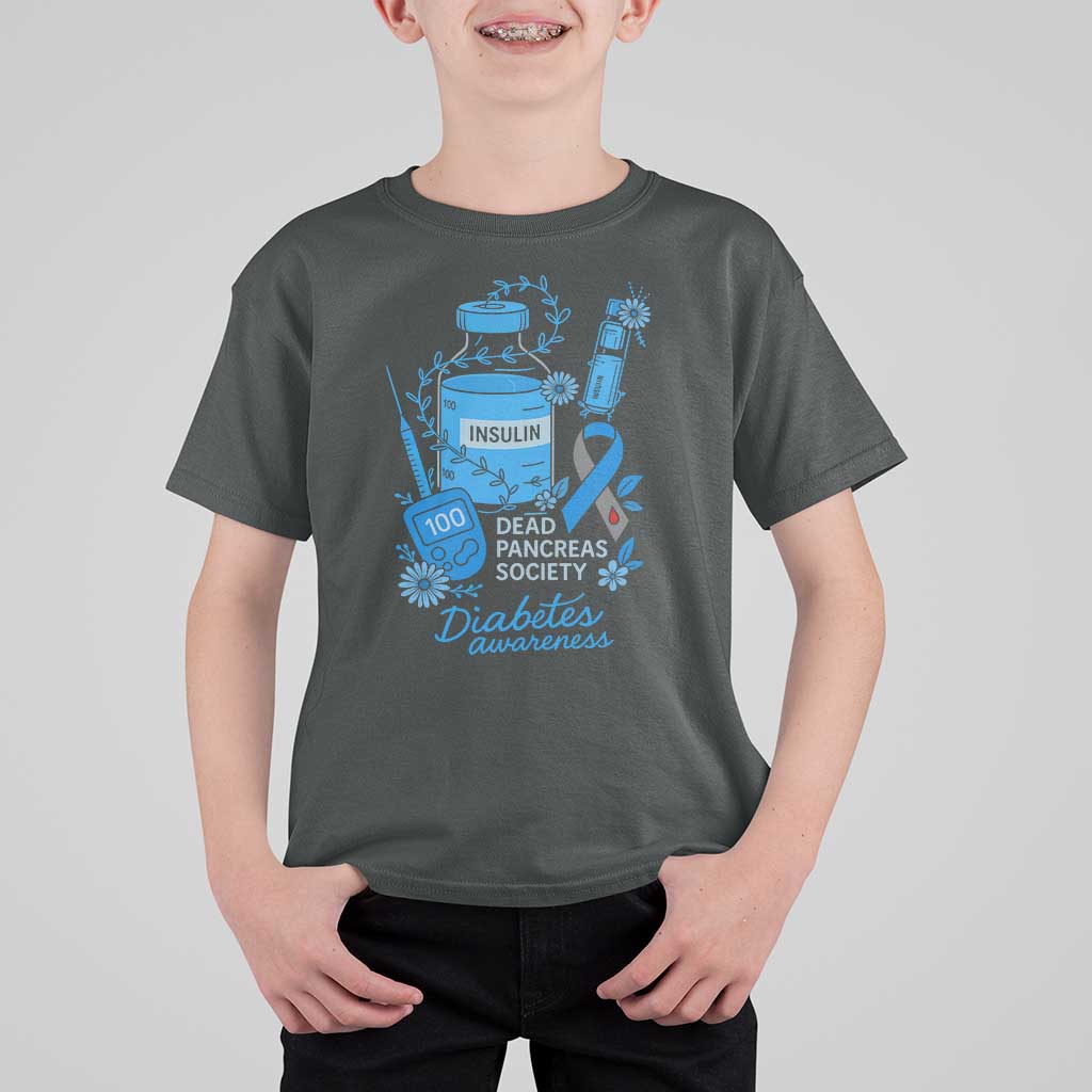 Dead Pancreas Society T Shirt For Kid Funny Diabetes Awareness Insulin T1D Support - Wonder Print Shop