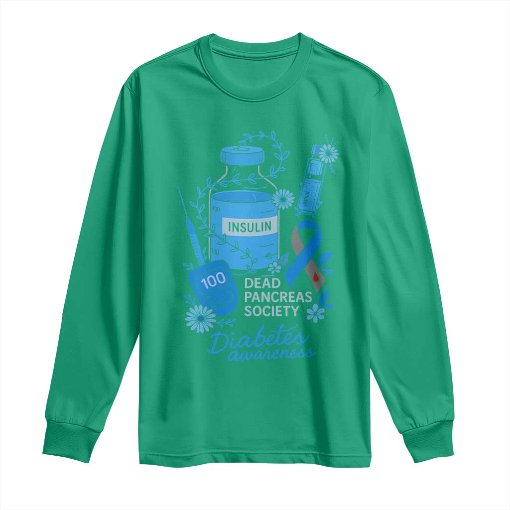 Dead Pancreas Society Long Sleeve Shirt Funny Diabetes Awareness Insulin T1D Support - Wonder Print Shop