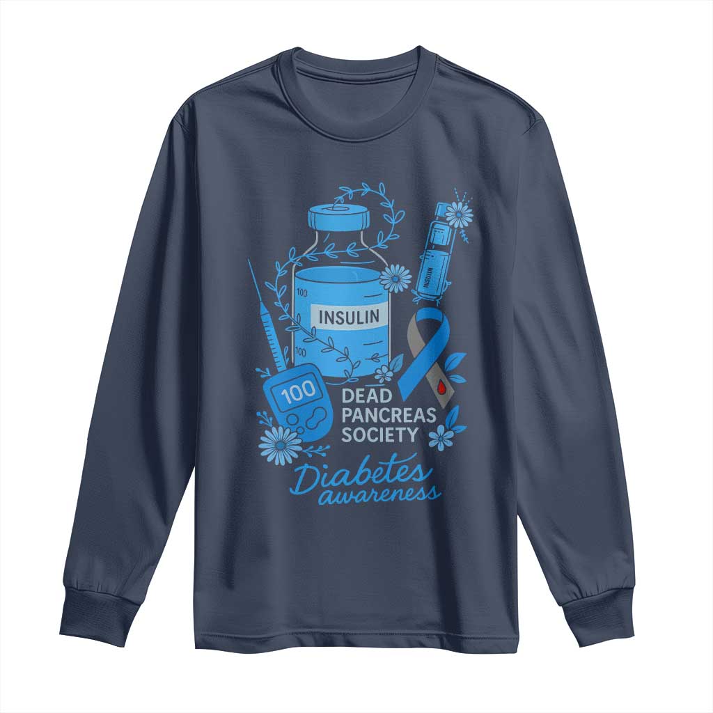 Dead Pancreas Society Long Sleeve Shirt Funny Diabetes Awareness Insulin T1D Support - Wonder Print Shop
