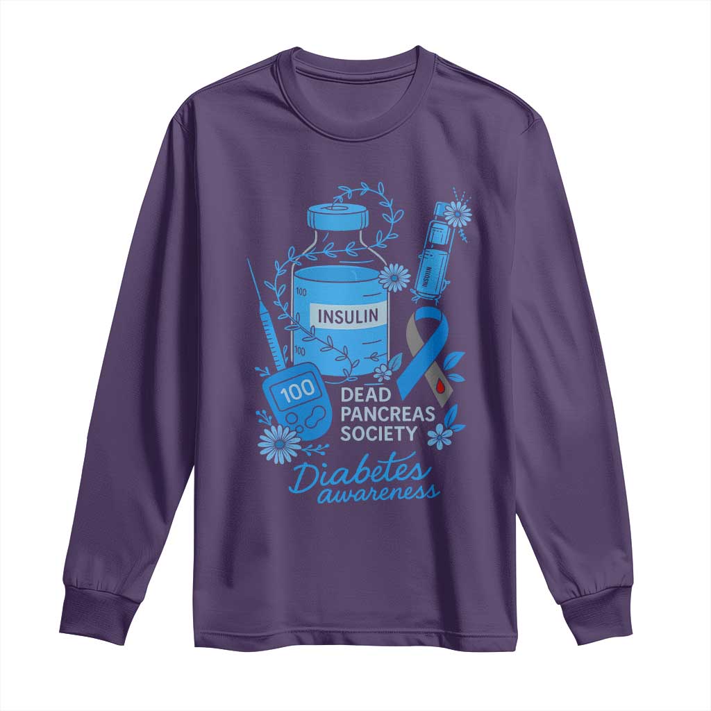 Dead Pancreas Society Long Sleeve Shirt Funny Diabetes Awareness Insulin T1D Support - Wonder Print Shop