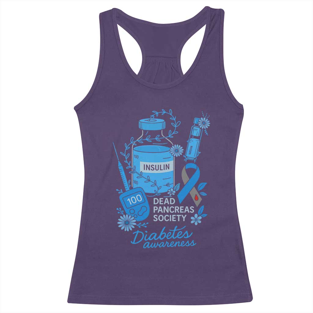 Dead Pancreas Society Racerback Tank Top Funny Diabetes Awareness Insulin T1D Support - Wonder Print Shop