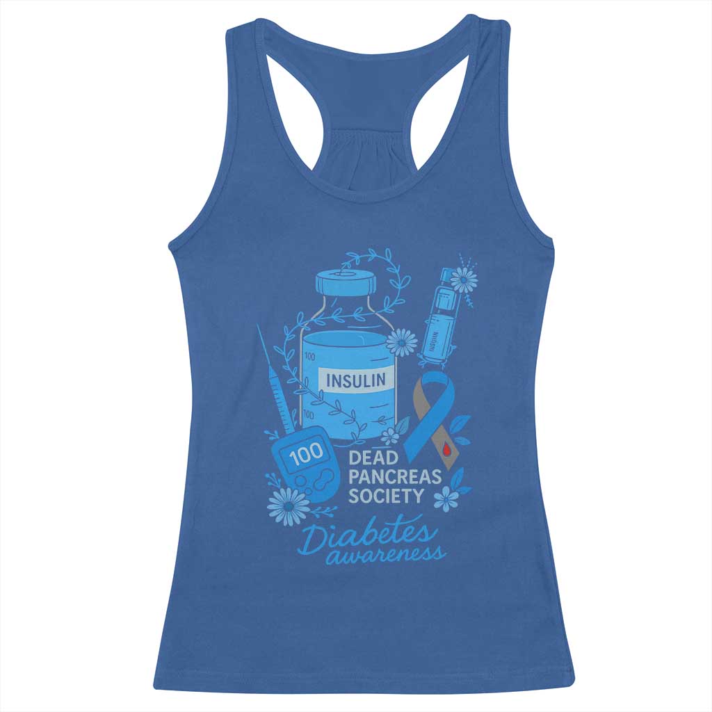 Dead Pancreas Society Racerback Tank Top Funny Diabetes Awareness Insulin T1D Support - Wonder Print Shop