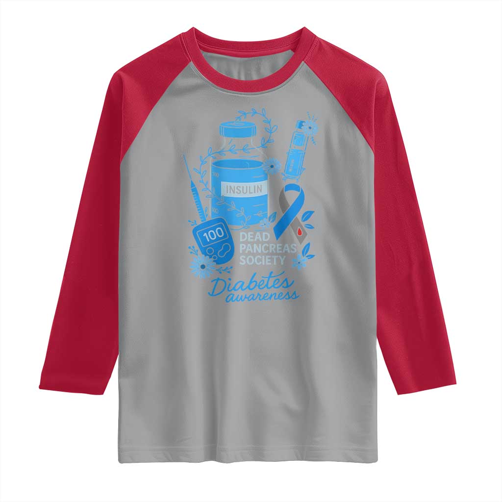Dead Pancreas Society Raglan Shirt Funny Diabetes Awareness Insulin T1D Support - Wonder Print Shop