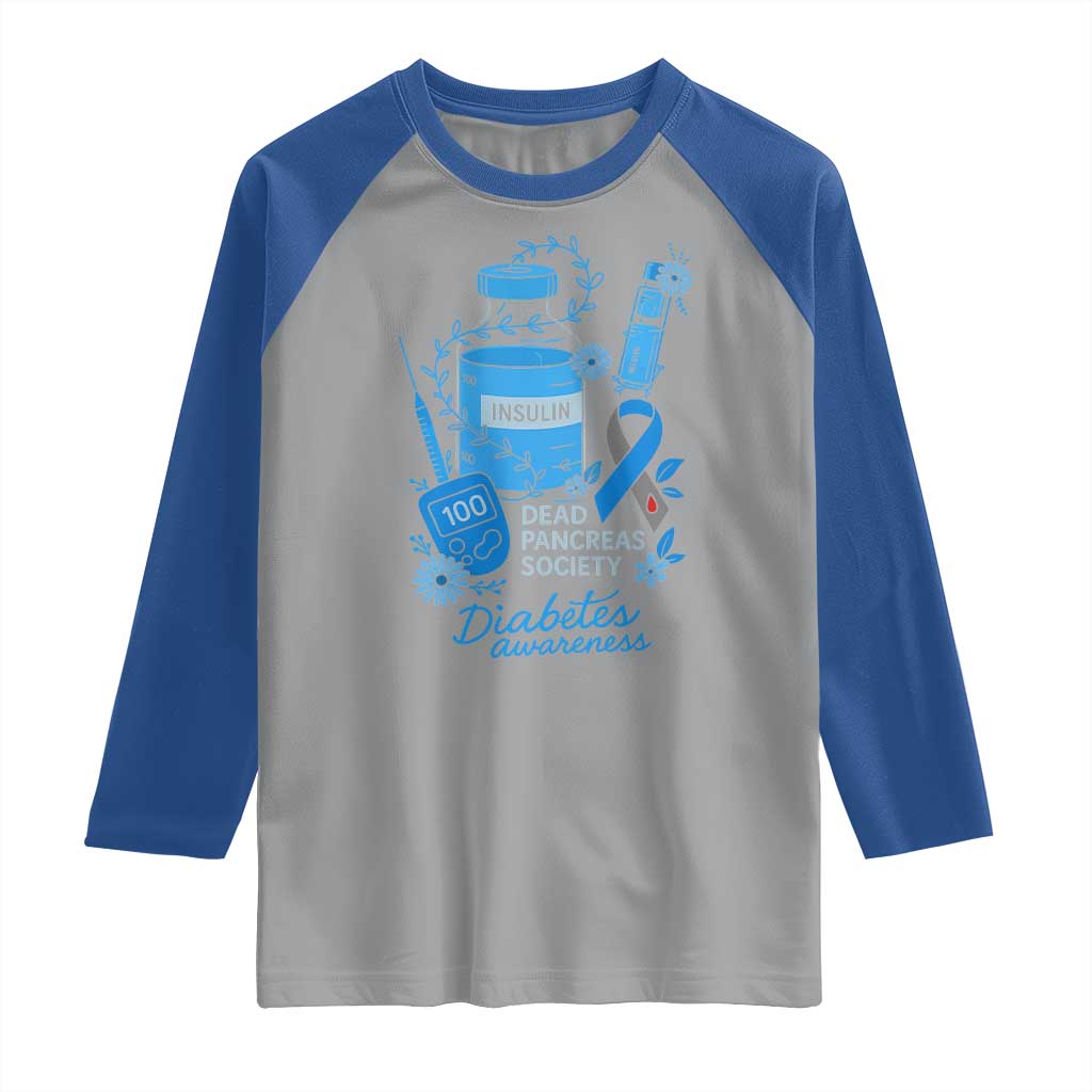 Dead Pancreas Society Raglan Shirt Funny Diabetes Awareness Insulin T1D Support - Wonder Print Shop