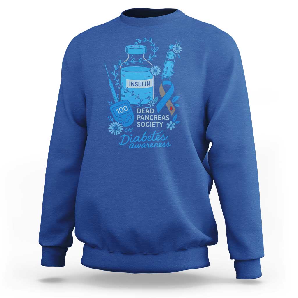 Dead Pancreas Society Sweatshirt Funny Diabetes Awareness Insulin T1D Support - Wonder Print Shop