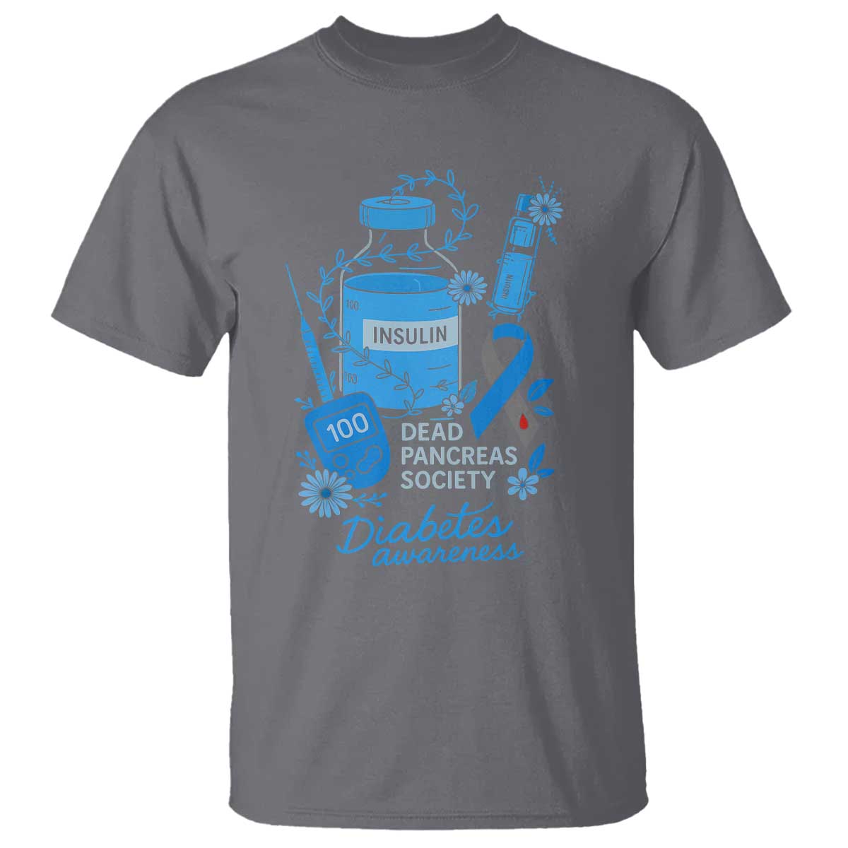 Dead Pancreas Society T Shirt Funny Diabetes Awareness Insulin T1D Support - Wonder Print Shop